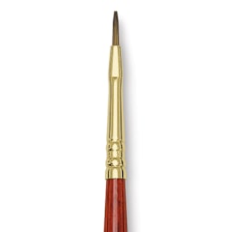 Blick Master Kolinsky Sable Brush - Flat, Short Handle, Red, Size 1 close up