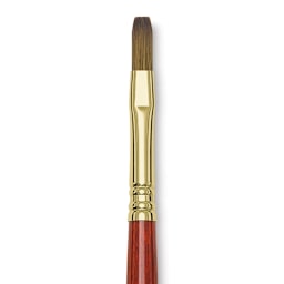 Blick Master Kolinsky Sable Brush - Flat, Short Handle, Red, Size 6 close up