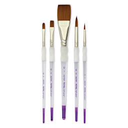 Royal & Langnickel Soft Grip Synthetic Sable Brushes - Flat Variety, Short Handle, Set of 5
