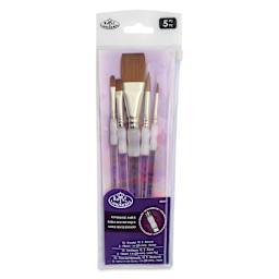 Royal & Langnickel Soft Grip Synthetic Sable Brushes - Flat Variety, Set of 5, front of pack