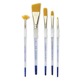 Royal & Langnickel Soft Grip Golden Taklon Brushes - Short Handle, Set of 5