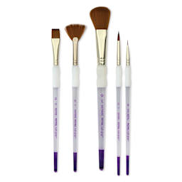 Royal & Langnickel Soft Grip Synthetic Sable Brushes - Mop Variety, Short Handle, Set of 5