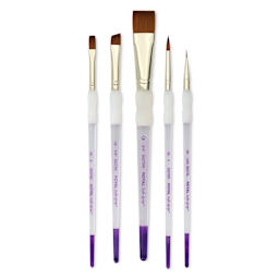 Royal & Langnickel Soft Grip Synthetic Sable Brushes - Wash Variety, Short Handle, Set of 5