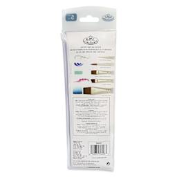 Royal & Langnickel Soft Grip Synthetic Sable Brushes - Wash Variety, Set of 5, back of pack