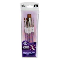 Royal & Langnickel Soft Grip Synthetic Sable Brushes - Wash Variety, Set of 5, front of pack