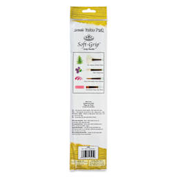 Royal & Langnickel Soft Grip White and Golden Taklon Brushes - Set 501, Set of 5, back of the packaging