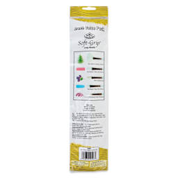 Royal & Langnickel Soft Grip White Taklon Brushes - Set 502, Long Handle, Set of 5, back of the pack