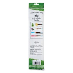 Royal & Langnickel Soft Grip White Bristle and Golden Taklon Brushes - Set 504, Set of 5, back of pack