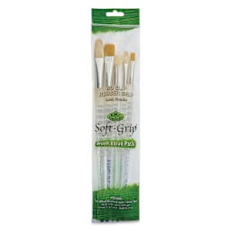 Royal & Langnickel Soft Grip White Bristle and Golden Taklon Brushes - Set 504, Set of 5, inside pack