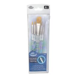 Royal Langnickel Soft Grip Golden Taklon Brush Set - Starter, Short Handle, Set of 5, in packaging