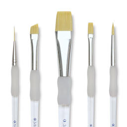 Royal and Langnickel Soft Grip Golden Taklon Brush Set - Beginner Set of 5