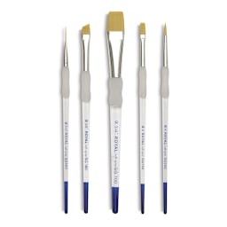 Royal and Langnickel Soft Grip Golden Taklon Brush Set - Beginner, Short Handle, Set of 5