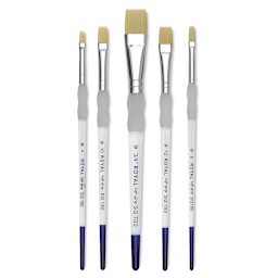 Royal Langnickel Soft Grip Golden Taklon Brush Set - Flat, Short Handle, Set of 5