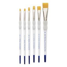 Royal Langnickel Soft Grip Golden Taklon Brush Set - Flats, Set of 72 (one of each size)