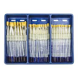 Royal Langnickel Soft Grip Golden Taklon Brush Set - Flats, Set of 72 (in tray)