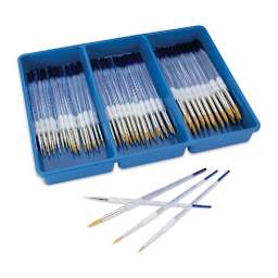 Royal Langnickel Soft Grip Golden Taklon Brush Set - Rounds, Set of 72 (4 brushes and tray)