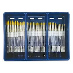 Royal Langnickel Soft Grip Golden Taklon Brush Set - Rounds, Set of 72 (in tray)