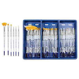 Royal Langnickel Soft Grip Golden Taklon Brush Set - General Assortment, Set of 72