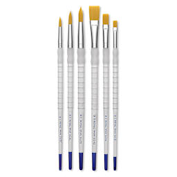 Royal Langnickel Soft Grip Golden Taklon Brush Set - Flats and Rounds Set of 72, six brushes included in set