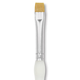 Royal & Langnickel Soft Grip Golden Taklon Brush - Short Shader, Short Handle, Size 4, close-up
