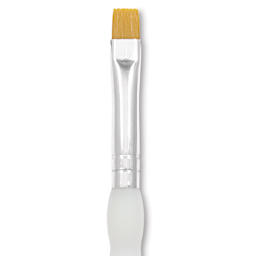 Royal & Langnickel Soft Grip Golden Taklon Brush - Short Shader, Short Handle, Size 8, close-up