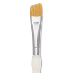 Royal & Langnickel Soft Grip Golden Taklon Brush - Angular, Short Handle, Size 1/2", close-up