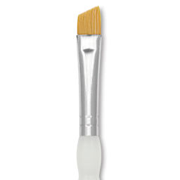 Royal & Langnickel Soft Grip Golden Taklon Brush - Angular, Short Handle, Size 3/8", close-up