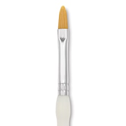 Royal & Langnickel Soft Grip Golden Taklon Brush - Filbert, Short Handle, Size 4, close-up