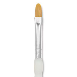 Royal & Langnickel Soft Grip Golden Taklon Brush - Filbert, Short Handle, Size 6, close-up