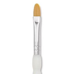 Royal & Langnickel Soft Grip Golden Taklon Brush - Filbert, Short Handle, Size 8, close-up
