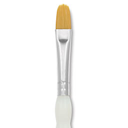 Royal & Langnickel Soft Grip Golden Taklon Brush - Filbert, Short Handle, Size 10, close-up