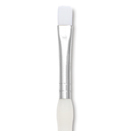 Royal & Langnickel Soft Grip White Taklon Brush - Bright, Short Handle, Size 2, close-up