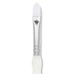 Royal & Langnickel Soft Grip White Taklon Brush - Filbert, Short Handle, Size 4, close-up