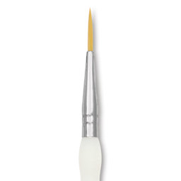Royal & Langnickel Soft Grip Golden Taklon Brush - Short Liner, Short Handle, Size 4, close-up