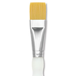 Royal & Langnickel Soft Grip Golden Taklon Brush - Glaze Wash, Short Handle, Size 3/4", close-up