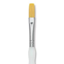 Royal & Langnickel Soft Grip Golden Taklon Brush - Stroke, Short Handle, Size 1/4", close-up