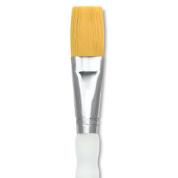Royal & Langnickel Soft Grip Golden Taklon Brush - Stroke, Short Handle, Size 3/4", close-up