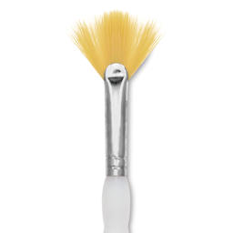 Royal & Langnickel Soft Grip Golden Taklon Brush - Fan, Short Handle, Size 4, close-up