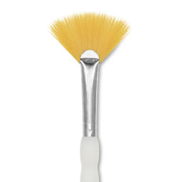 Royal & Langnickel Soft Grip Golden Taklon Brush - Fan, Short Handle, Size 6, close-up