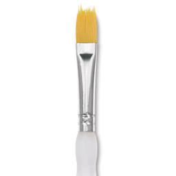 Royal & Langnickel Soft Grip Golden Taklon Brush - Filbert Comb, Short Handle, Size 3/8", close-up