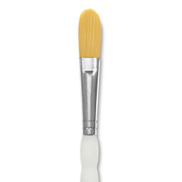 Royal & Langnickel Soft Grip Golden Taklon Brush - Oval Wash, Short Handle, Size 1/2", close-up