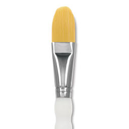 Royal & Langnickel Soft Grip Golden Taklon Brush - Oval Wash, Short Handle, Size 3/4", close-up