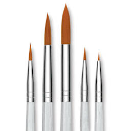 Royal Langnickel Clear Choice Brush Set - Golden Taklon, Round, Set of 60, Short Handle (close-up of brushes)