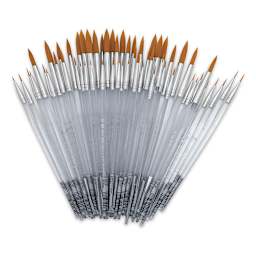 Royal Langnickel Clear Choice Brush Set - Golden Taklon, Round, Set of 60, Short Handle, assorted sizes