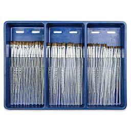 Royal Langnickel Clear Choice Brush Set - Soft Natural Hair, Flat, Set of 60, Short Handle (in tray)