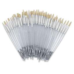 Royal Langnickel Clear Choice Brush Set - White Bristle, Round/Flat, Set of 60, Short Handle (out of packaging)