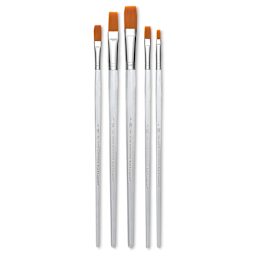 Royal Langnickel Clear Choice Brush Set - Golden Taklon, Flat, Set of 60, Long Handle