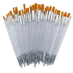 Royal Langnickel Clear Choice Brush Set - Golden Taklon, Flat, Set of 60, Long Handle