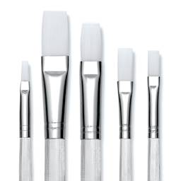 Royal Langnickel Clear Choice Brush Set - White Taklon, Flat Set, close-up