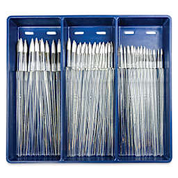 Royal Langnickel Clear Choice Brush Set - White Taklon, Round, Set of 60, Long Handle (in tray)